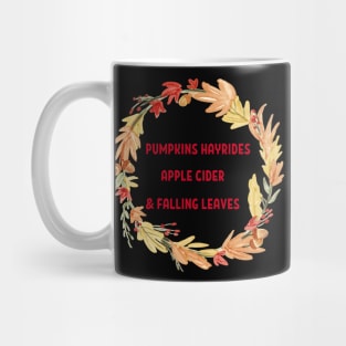 Cute Pumpkins Hayrides Apple Cider & Falling Leaves Mug